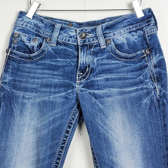 Miss Me JE604878R straight leg beeded studded rhinestone jeans size 28 - Picture 10 of 13